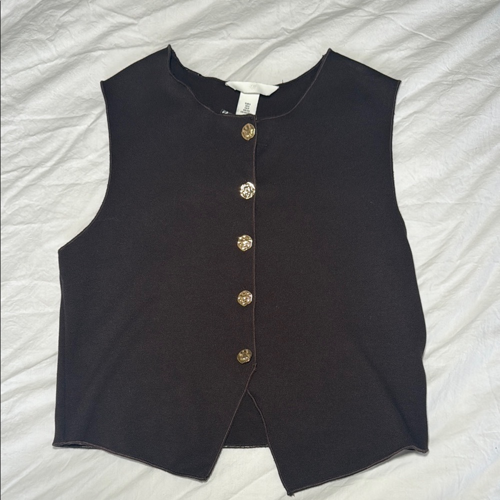 H&M Brown Vest with Gold Buttons